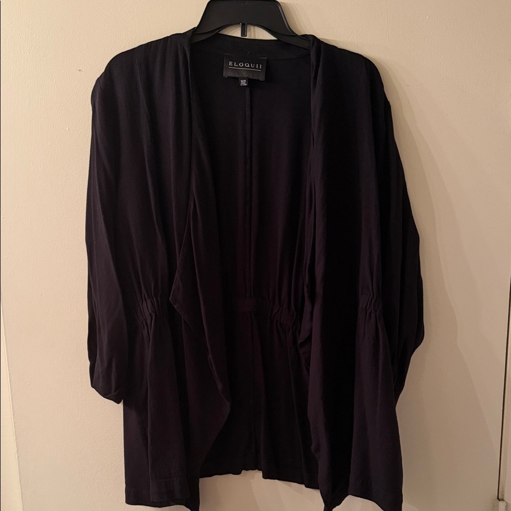Eloquii Elegant Black Drape Cardigan